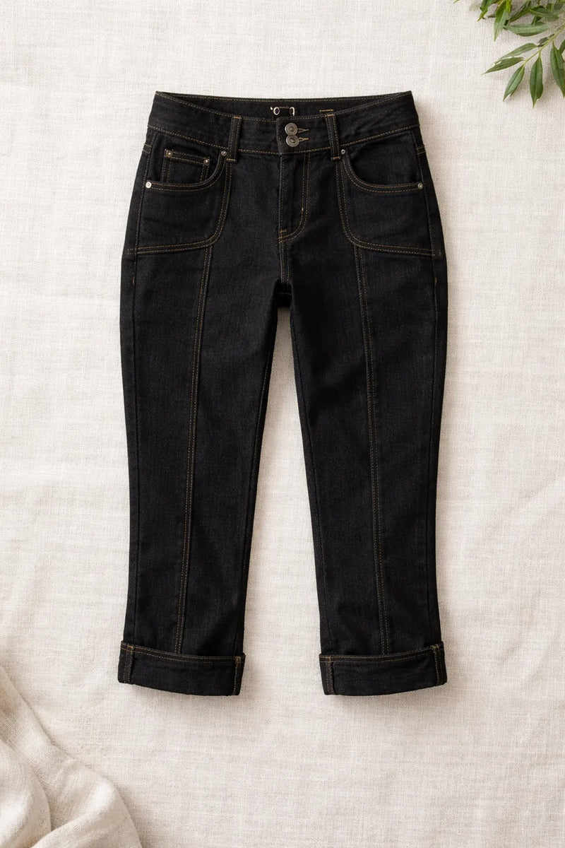 THE 3/4 CROP - Pantalón Capri Indigo jean elastizado