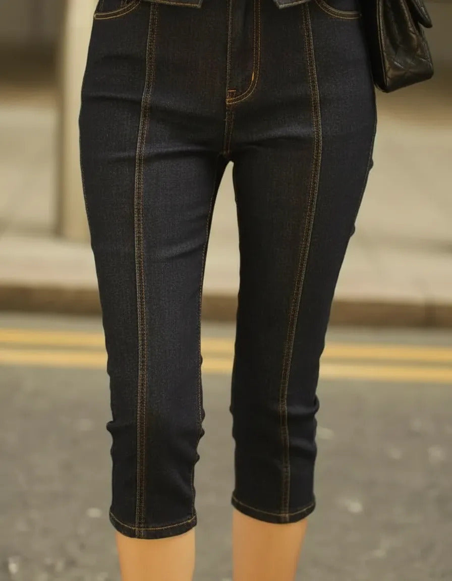 THE 3/4 CROP - Pantalón Capri Indigo jean elastizado